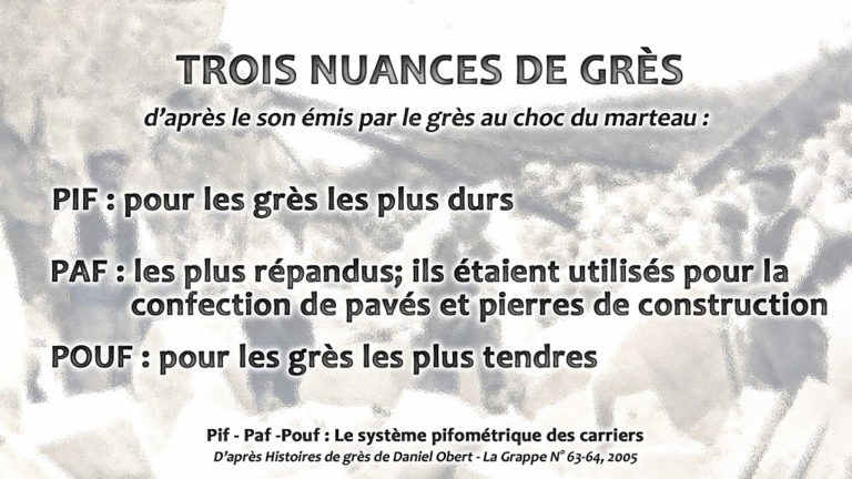 Mémoire de carriers - Trois nuances de grès : pif, paf, pouf !