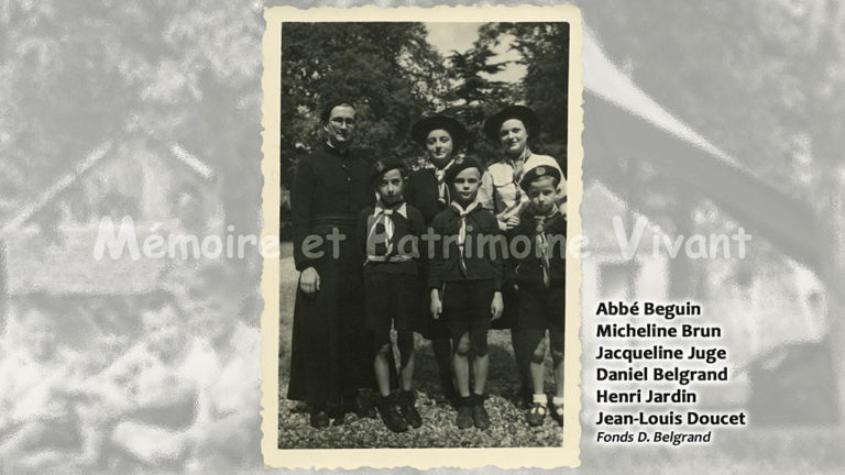 Scoutisme - Abbé Beguin, Micheline Brun, Jacqueline Juge, Daniel Belgrand, Henri Jardin, Jean-Louis Doucet