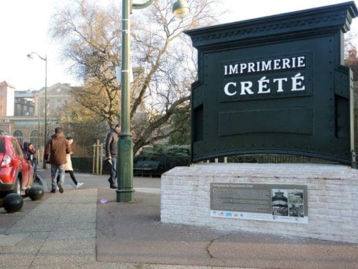 Fronton de l'imprimerie Crété à Corbeil-Essonnes